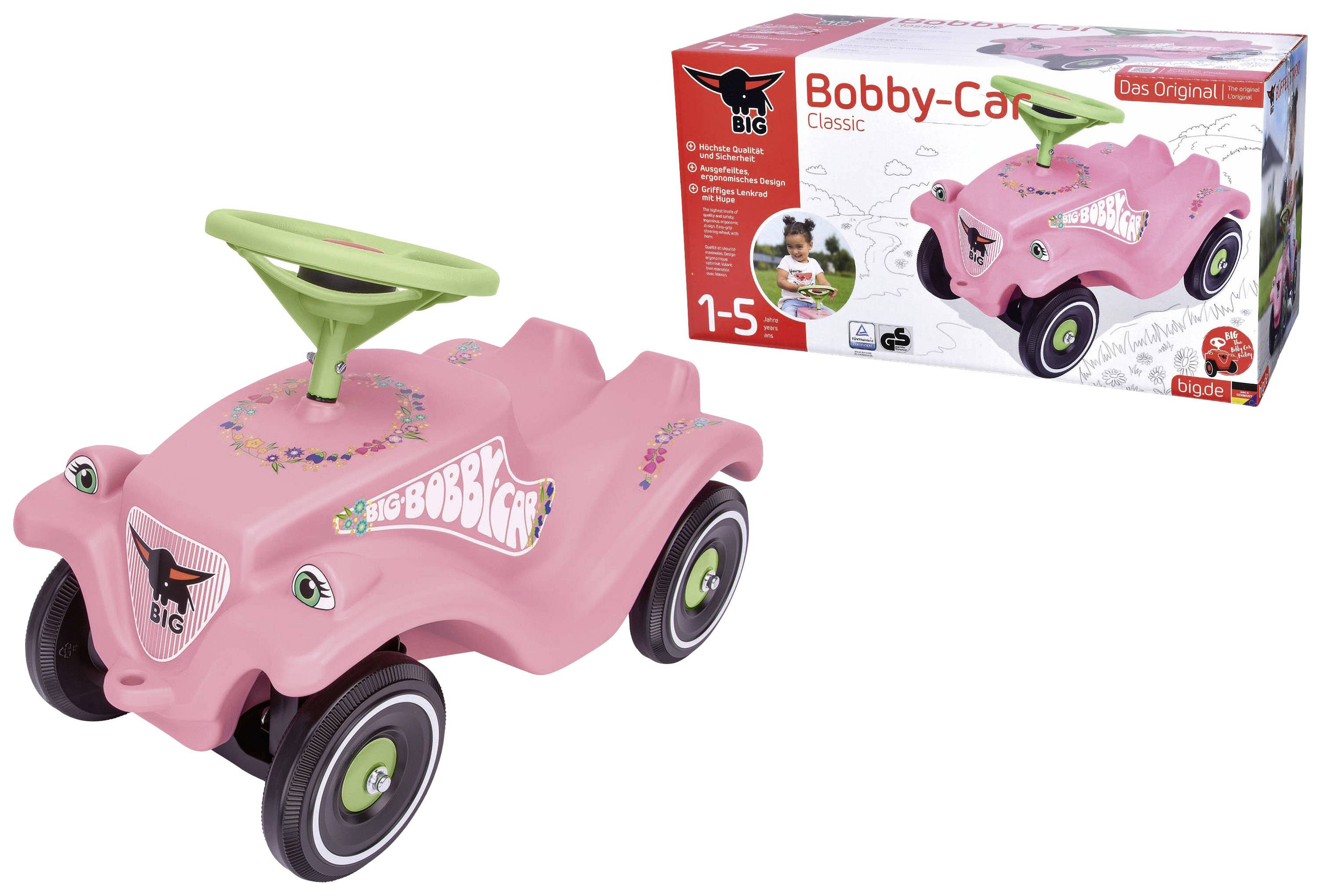 BIG Bobby Car Classic Flower, 1 Jahr(e), 4 Rad/Räder, Kunststoff, Pink, Grün-1