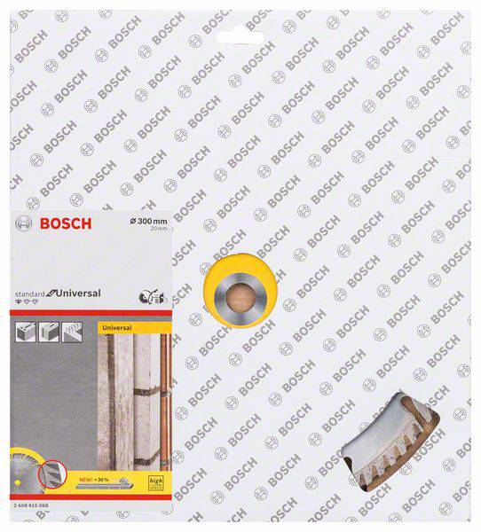 Eine Bosch-Kartonschachtel mit einer runden Sägeblattöffnung. Verpackung zeigt Produktbilder und Logos.