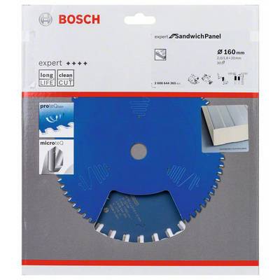 'Bosch Expert SandwichPanel Kreissägeblatt' in blau. Durchmesser 160 mm. Geeignet für Sandwichpaneele.