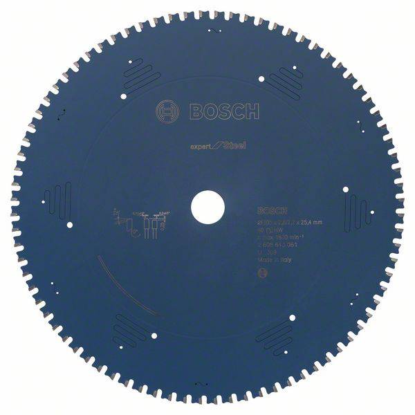 Kreissägeblatt von Bosch mit 72 Zähnen, geeignet für Metall. Durchmesser 305 mm, Stärke 2,5 mm. Modellnummer: Expert for Metal.