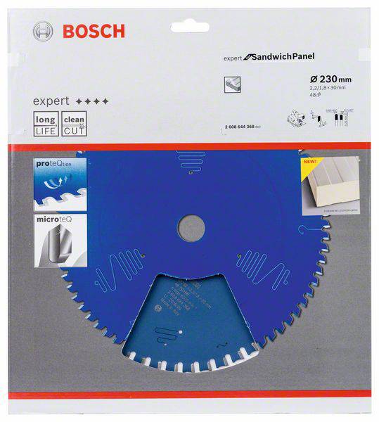 'Bosch Expert Sandwich Panel Sägeblatt, Ø 230 mm, für lange Lebensdauer und saubere Schnitte, geeignet für Sandwichplatten.'