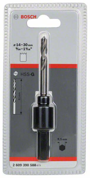 'Bosch HSS-G Lochsägenadapter, Durchmesser 14-30 mm, für Metall- und Holzbohrungen' in Kunststoffverpackung.