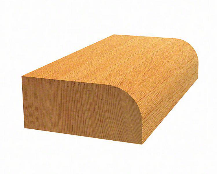 Holzblock mit abgerundeter Kante, zeigt natürliche Holzmaserung.