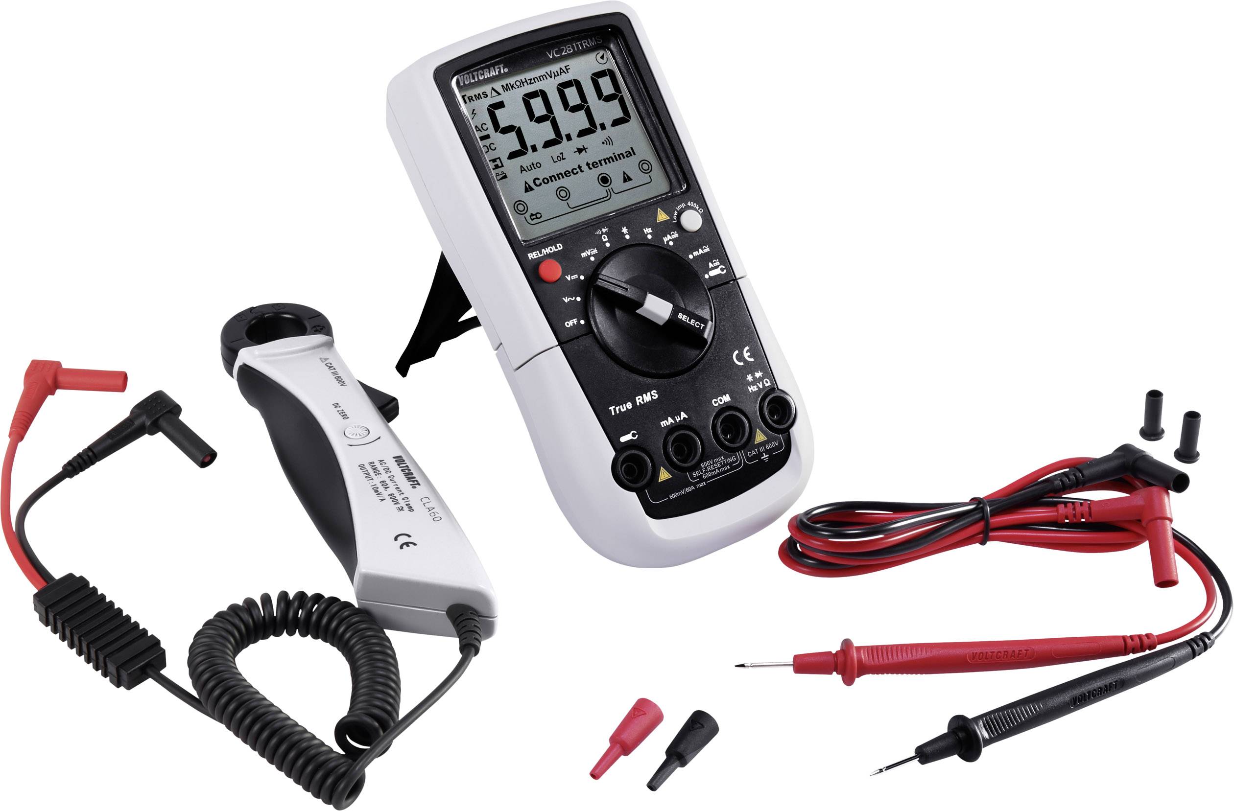 VOLTCRAFT VC281 Hand-Multimeter, Stromzangen-Adapter digital CAT III 600 V Anzeige (Counts): 6000-7