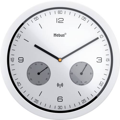 Mebus 52826 Funk Wanduhr 260 mm x 42 mm Weiß