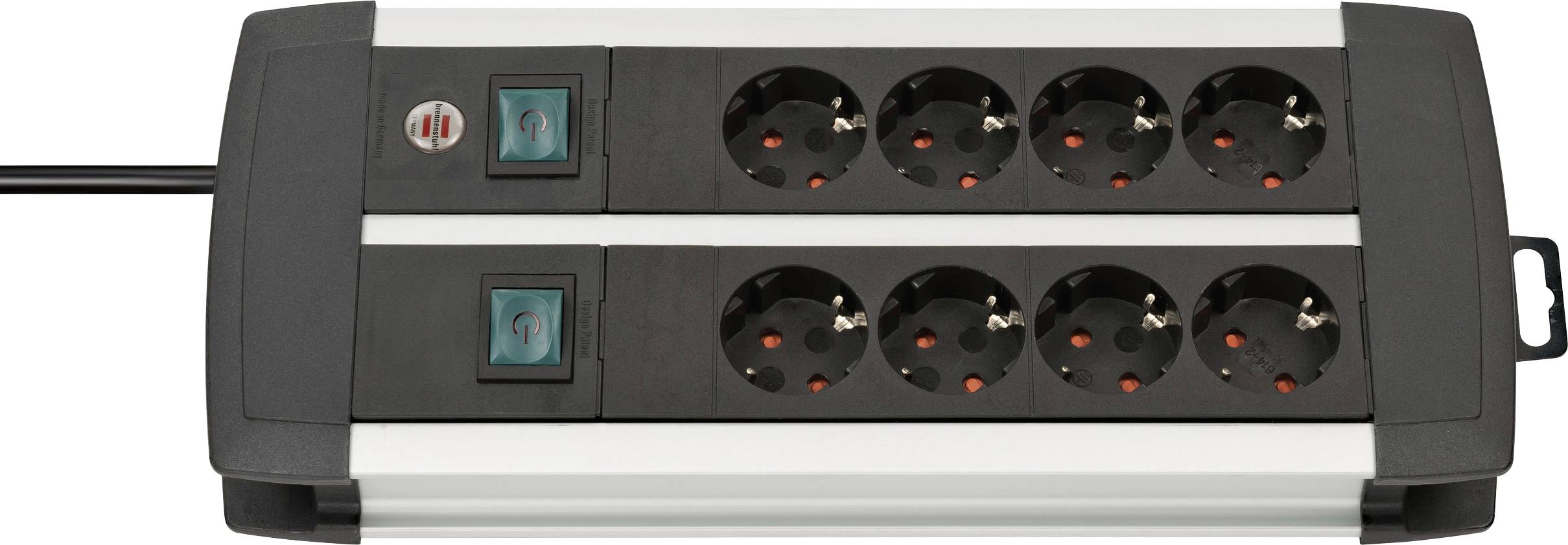 Brennenstuhl 1391000908 Steckdosenleiste mit Schalter 8fach Silber, Schwarz Schutzkontakt 1 St.