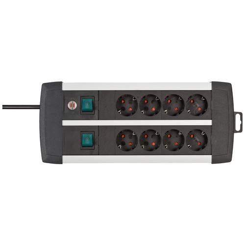 Brennenstuhl 1391000908 Steckdosenleiste mit Schalter 8fach Schwarz, Silber Schutzkontakt 1 St.