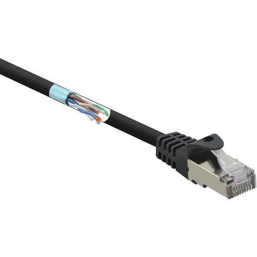 Renkforce RF-4732884 RJ45 Netzwerkkabel, Patchkabel CAT 5e F/UTP 5.00 m Schwarz mit Rastnasenschutz 1 St.