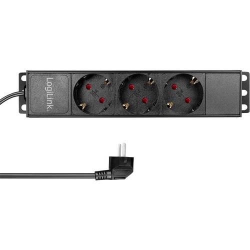 LogiLink PDU3B01 10 Zoll Netzwerkschrank-Steckdosenleiste Aluminium Profil Silber, Schwarz