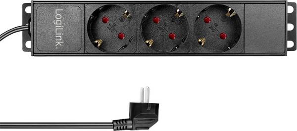 LogiLink PDU3B01 10 Zoll Netzwerkschrank-Steckdosenleiste  Aluminium Profil  Silber, Schwarz