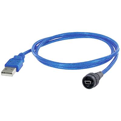 encitech USB-Kabel USB 2.0 USB-Mini-B Stecker, USB-A Stecker 1.00 m Schwarz, Blau  1310-0009-01