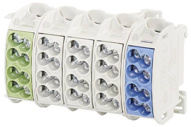 Hensel 2600137 Borne de dérivation pour conduite principale tricolore 5 pôles Type de conducteur = L, N, PE
