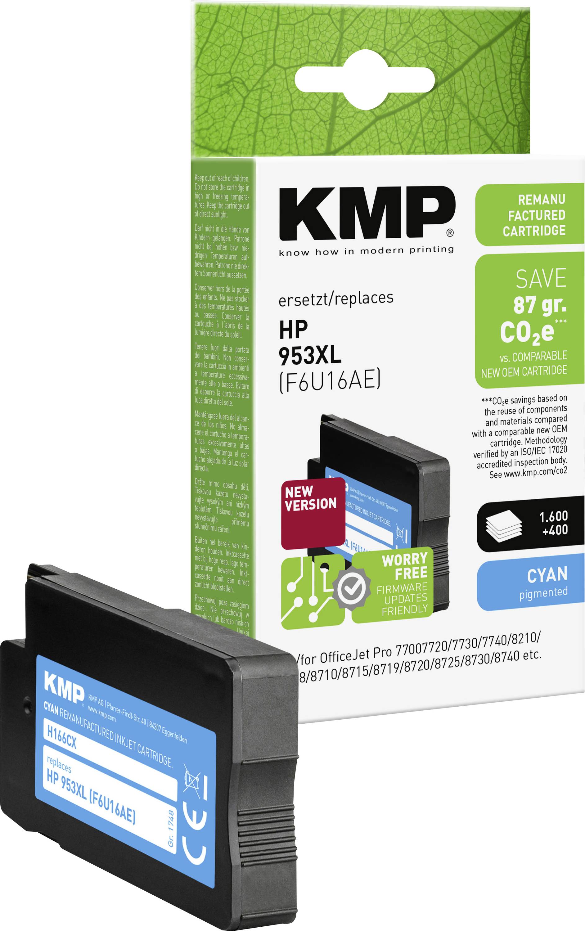 KMP Druckerpatrone ersetzt HP 953XL Kompatibel Cyan H166CX 1748,4003