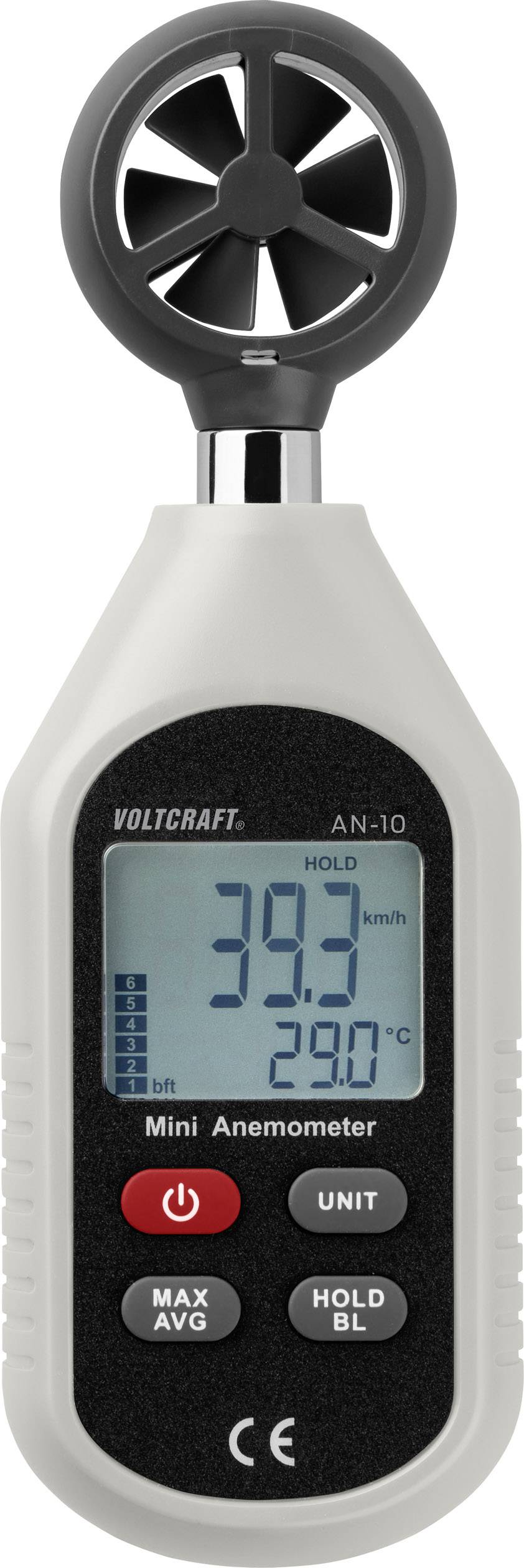 Basetech BS-10AN Anemometer – Misst Windgeschwindigkeit (0,1-30 M/s) & Temperatur, Mit Beleuchtung