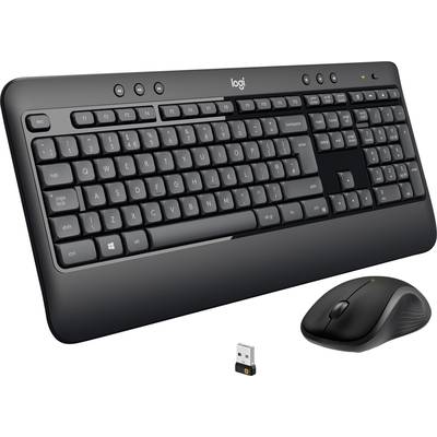 Logitech MK540 Advanced Funk Tastatur, Maus-Set Handballenauflage Deutsch, QWERTZ, Windows® Schwarz