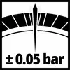 'Druckmesser zeigt ± 0,05 bar.'