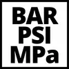 'BAR PSI MPa' in fettgedruckten Buchstaben, symbolisiert verschiedene Druckeinheiten.
