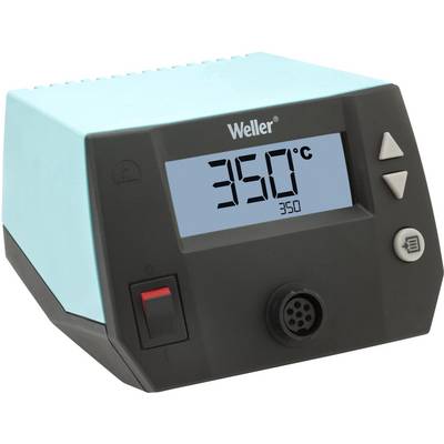 Ein Lötkolbensteuergerät von Weller mit einem Display, das 350°C anzeigt. Ein/Aus-Schalter und Drehregler sind sichtbar.
