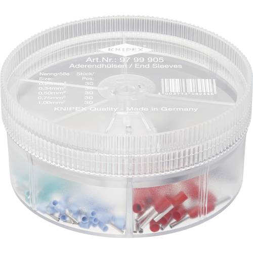 Thumbnail - Knipex 97 99 905 Aderendhülsen-Sortiment 0.25 mm², 0.34 mm², 0.5 mm², 0.75 mm², 1 mm² Teilisoliert Blau, Türkis, Weiß, S...
