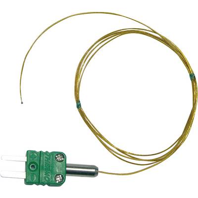 'Thermoelement mit grünem Stecker und langem Draht zur Temperaturmessung.'