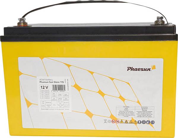 Phaesun Sun-Store 125 340093 Solarakku 12 V 126 Ah Blei-Vlies (AGM) (B x H x T) 33 x 22 x 17.3 cm M8-Schraubanschluss