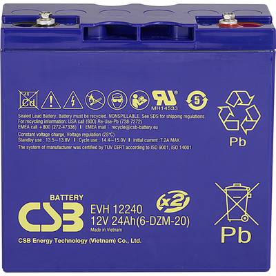 CSB Battery EVH 12240 EVH12240 Bleiakku 12 V 24 Ah Blei-Vlies (AGM) (B x H x T) 181 x 170 x 170 mm M5-Schraubanschluss Z
