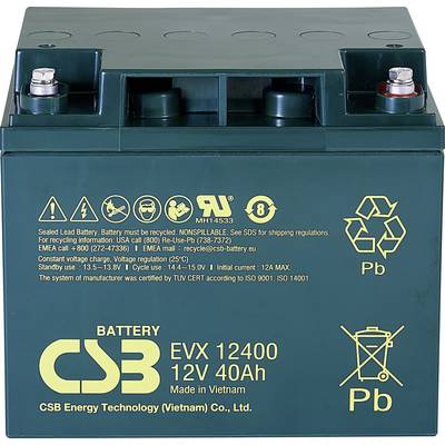 CSB Battery EVX 12400 EVX12400-I1 Bleiakku 12 V 40 Ah Blei-Vlies (AGM) (B x H x T) 197 x 170 x 165 mm M5-Schraubanschlus