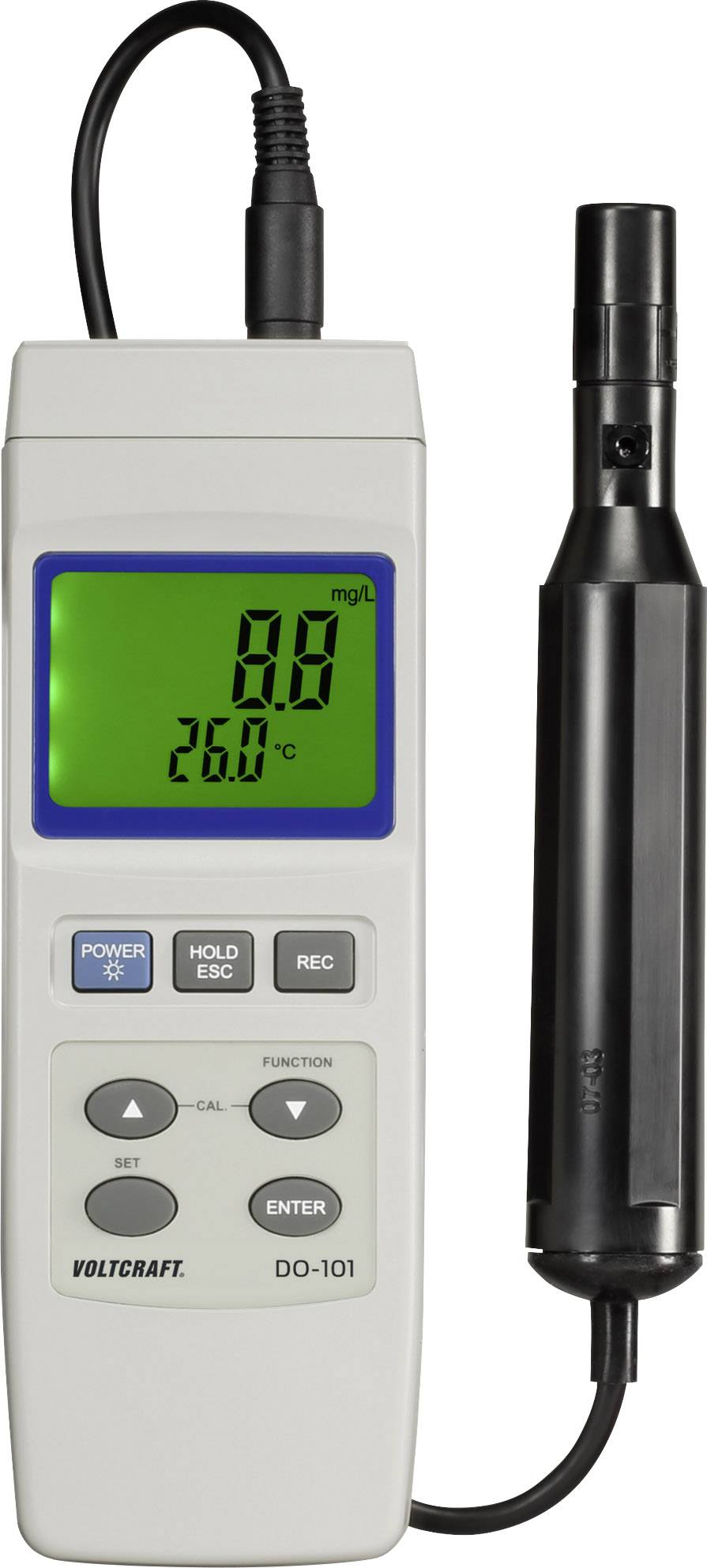 VOLTCRAFT DO-101 Sauerstoff-Messgerät 0 - 20 mg/l Wechselbare Elektrode, mit Temperaturmessfu