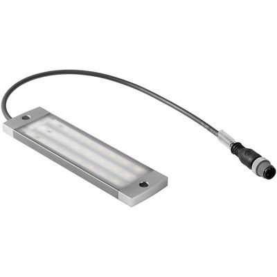 Rechteckige LED-Leuchte mit Metallgehäuse und einem angeschlossenen Kabel, geeignet für industrielle Anwendungen oder Maschinenbeleuchtung.