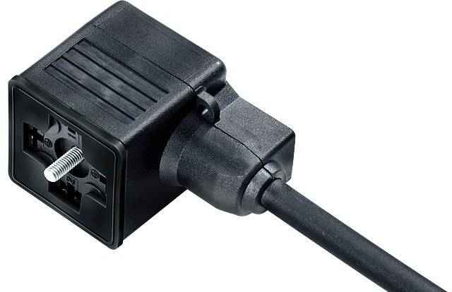 Schwarzes Steckerkabel mit quadratischem Eurostecker, geeignet für verschiedene Gerätesteckdosen.