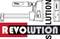 Ein Schraubzwinge-Design mit dem Wort 'REVOLUTION' in großen Buchstaben hervorgehoben.