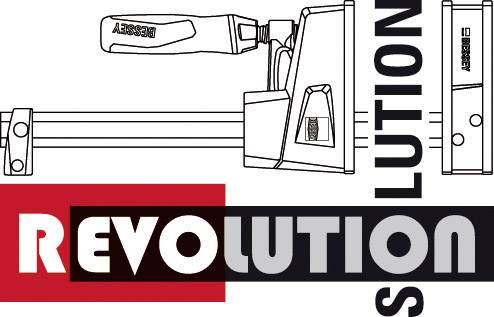 'Zeichnung eines Spannwerkzeugs der Marke BESSEY mit der Aufschrift 'REVOlution'.'