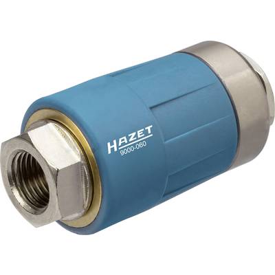Metallischer Adapter mit blauem Gehäuse und Aufschrift 'Hazet 9000-060', wahrscheinlich für mechanische oder technische Anwendungen.