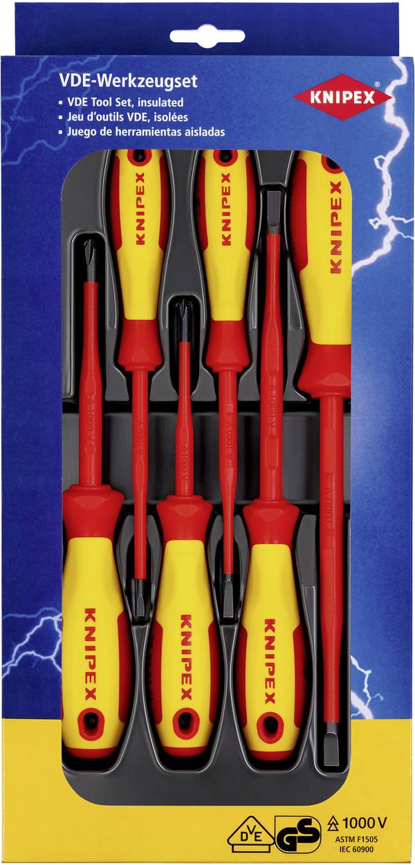 Knipex VDE Schraubendreher-Set 6teilig Schlitz, Kreuzschlitz Phillips