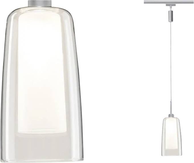 Hängelampe mit modernem, transparentem Schirm, minimalistischem Design. Ideal zur Raumbeleuchtung.