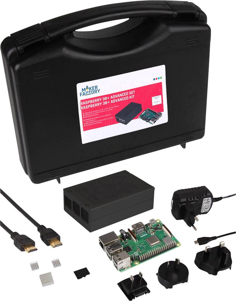 Advanced Set Raspberry Pi® 3 B+ 1 GB 4 x 1.4 GHz inkl. Gehäuse, inkl. Noobs OS, inkl. Kühlkörper, inkl.