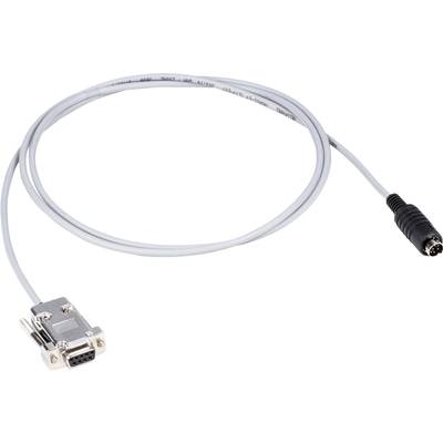 Ein graues Kabel mit einem seriellen DB9-Stecker an einem Ende und einem DIN-Stecker am anderen. Wird zur Verbindung von Hardware-Geräten verwendet.
