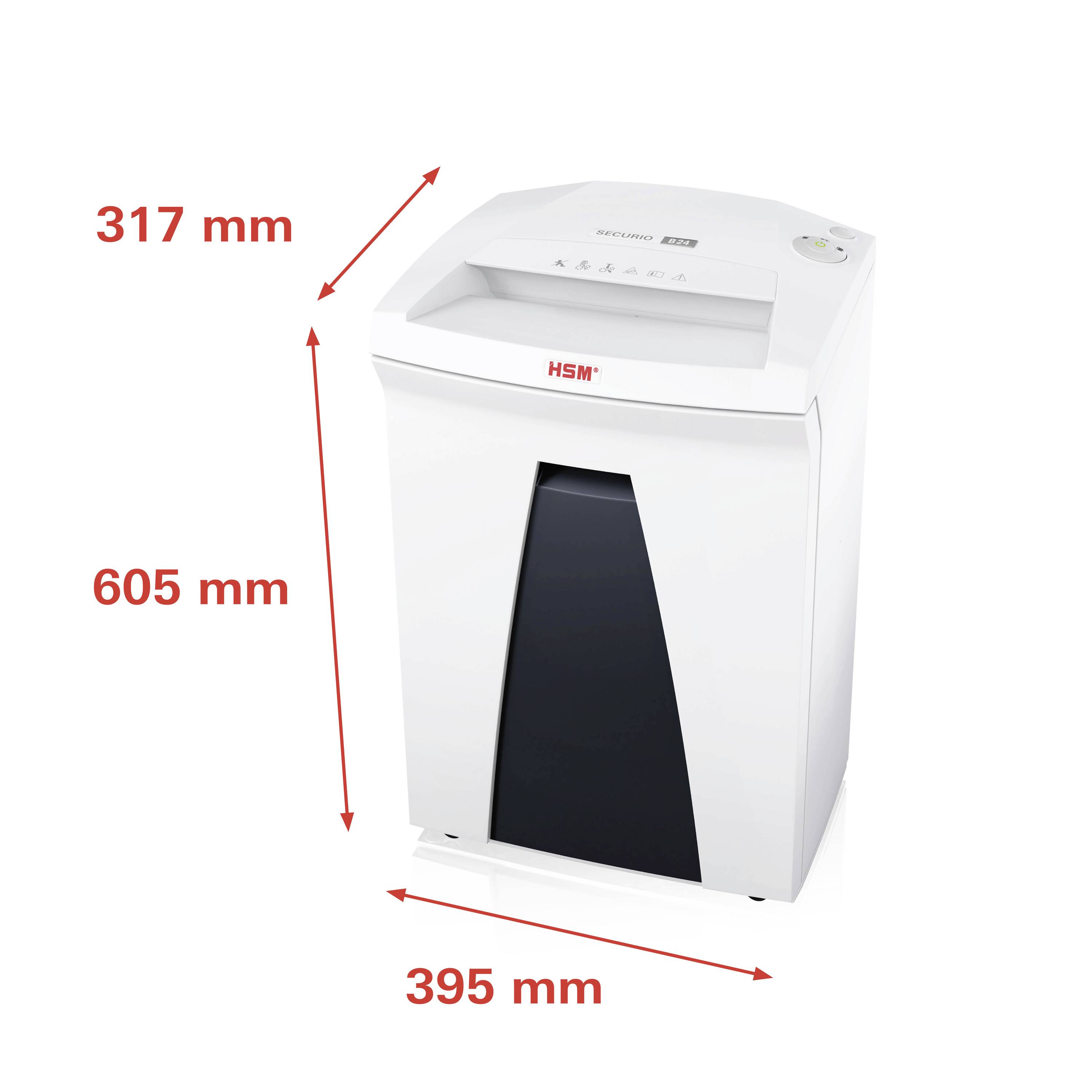 HSM SECURIO B24 Aktenvernichter 16 Blatt Partikelschnitt 4.5 x 30 mm P-4 34 l Vernichtet auch CDs, DVDs, Heftklammern, B-3
