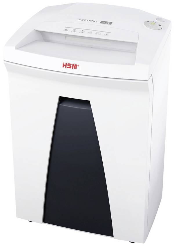 HSM SECURIO B24 Aktenvernichter 16 Blatt Partikelschnitt 4.5 x 30 mm P-4 34 l Vernichtet auch CDs, DVDs, Heftklammern, Büroklammern, Kreditkarte