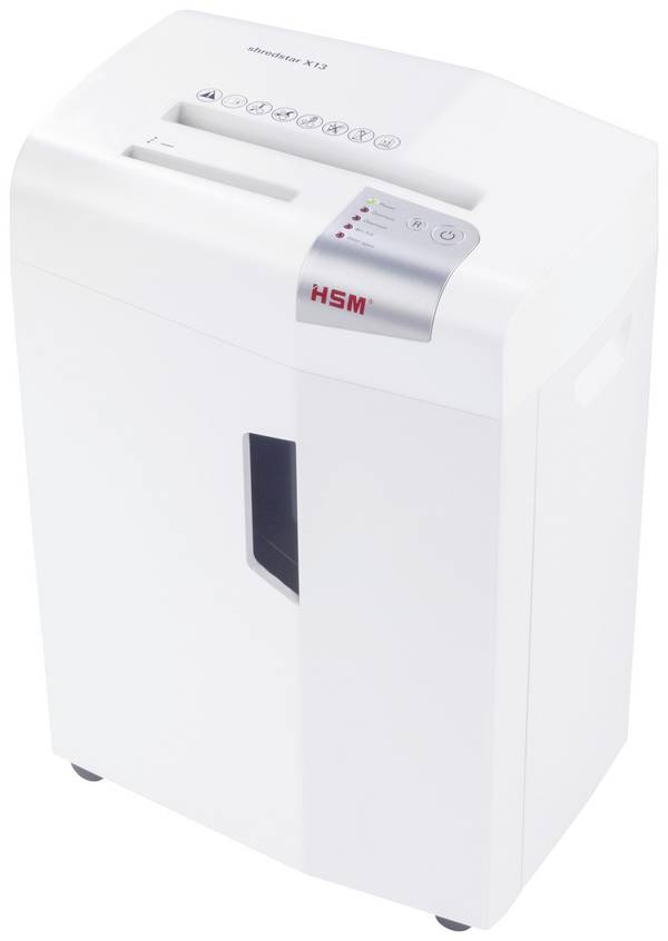 HSM shredstar X13 Aktenvernichter 13 Blatt Partikelschnitt 4 x 37 mm P-4 23 l Vernichtet auch CDs, DVDs, Heftklammern, Büroklammern, Kreditkarte