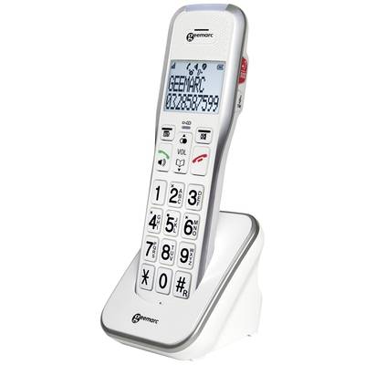 Schnurloses Telefon mit großen Tasten, beleuchtetem Display und Basisstation. Ideal für Menschen mit eingeschränkter Sehkraft.
