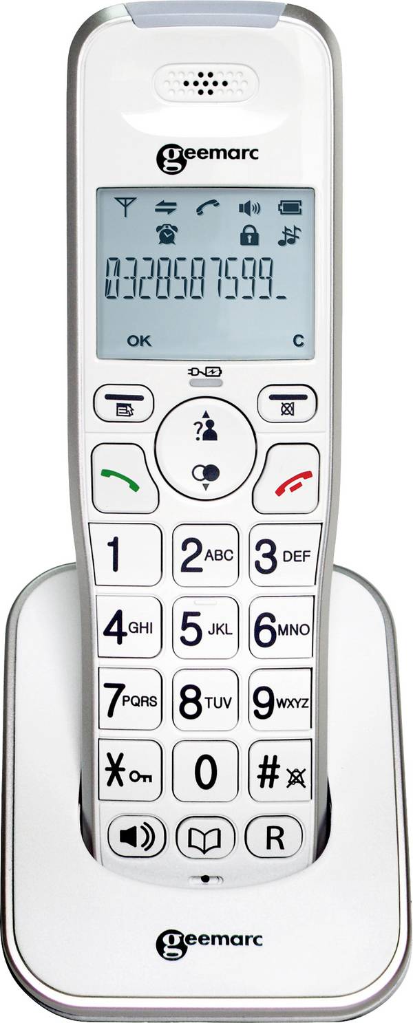 Geemarc AMPLIDECT 295 AD Schnurloses Seniorentelefon  Beleuchtetes Display Weiß