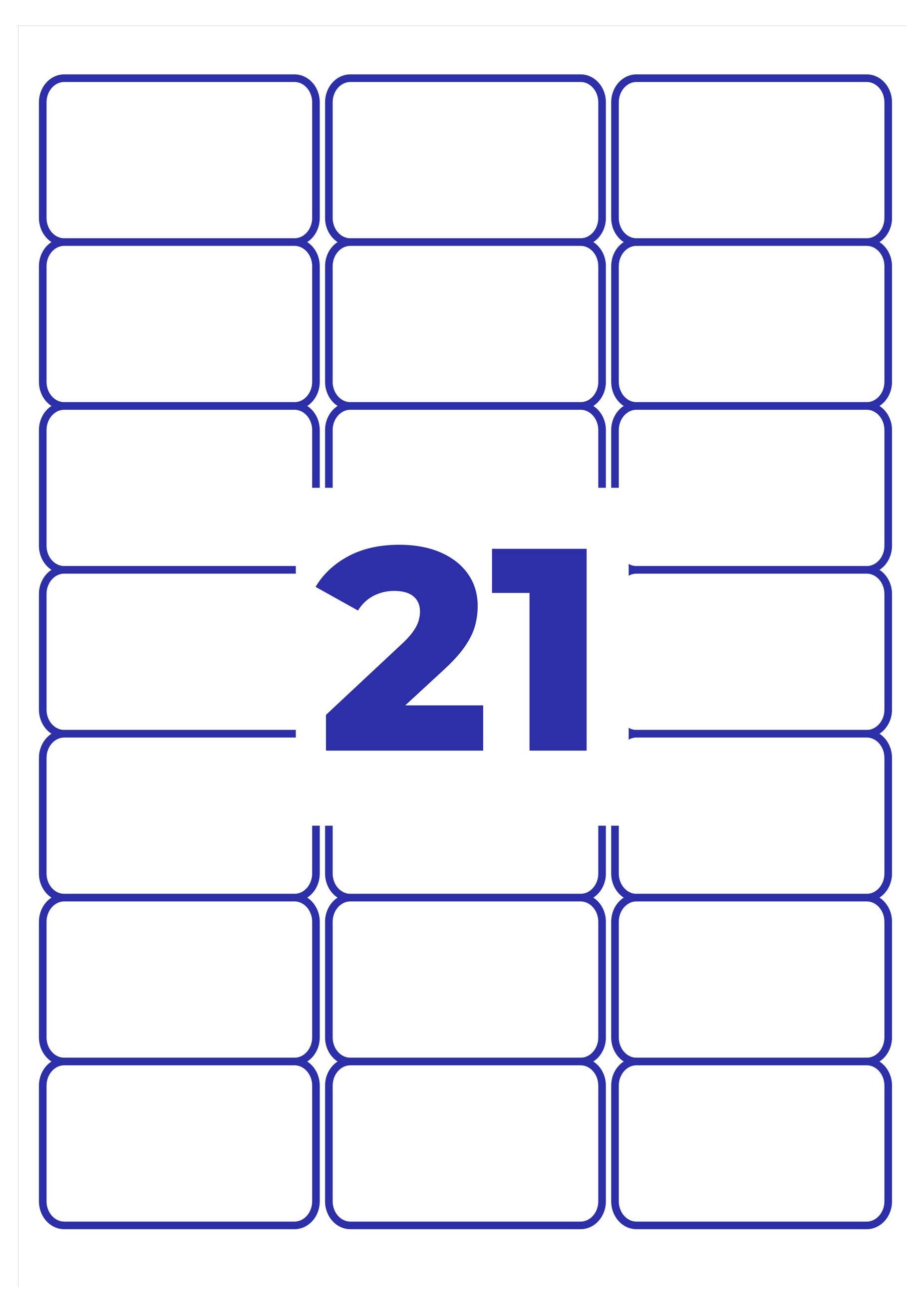 Kachelkalender mit der großen blauen Zahl '21' in der Mitte, umgeben von leeren, weiß umrandeten Feldern.