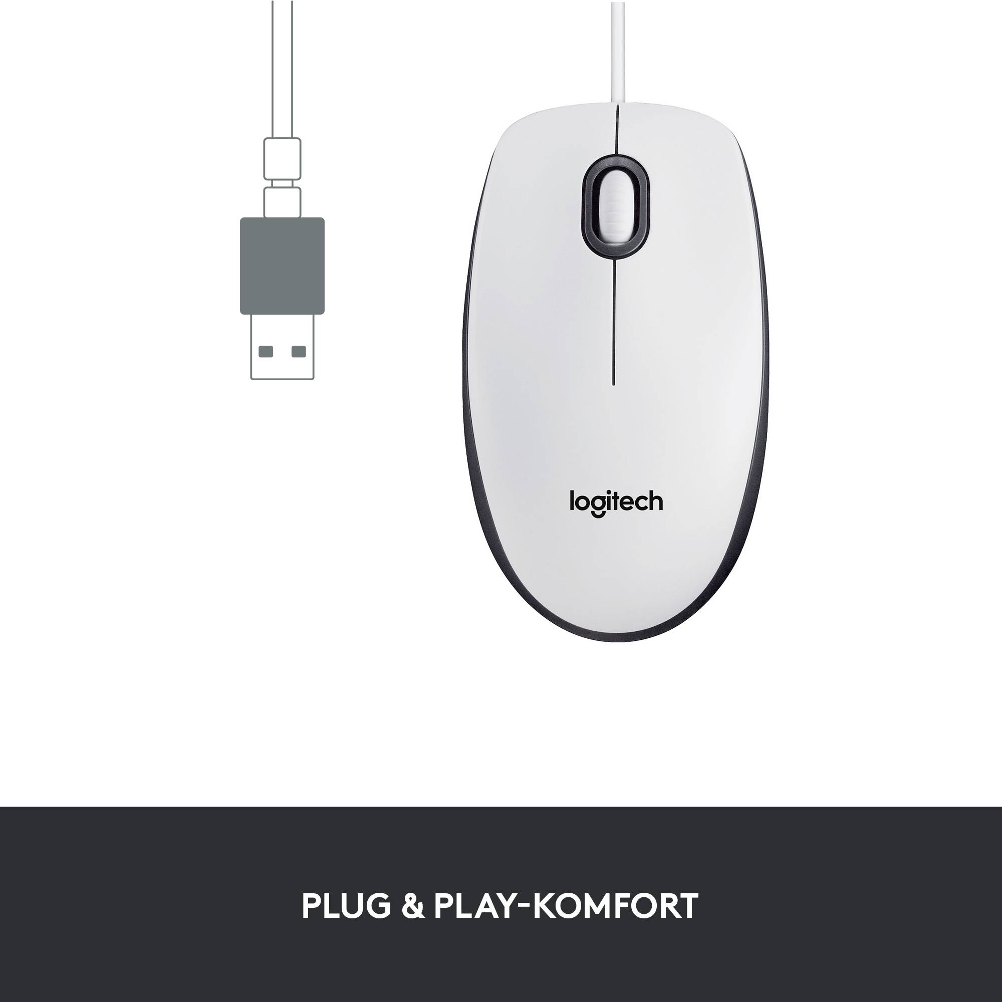 Logitech M100 Maus USB Optisch Weiß 3 Tasten 1000 dpi-3