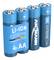 Vier blaue AA-Batterien, gekennzeichnet mit 'LI-ION EXTREME' und 'GERMAN QUALITY CHECK'.