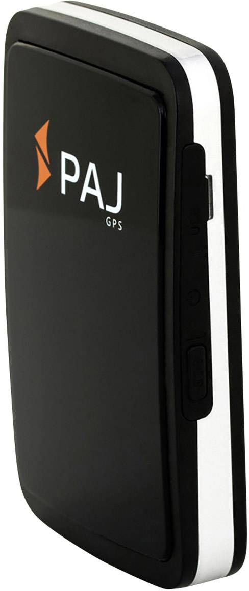Schwarzes GPS-Gerät mit seitlichen Knöpfen, trägt das Logo 'PAJ'.