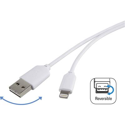 Renkforce USB-Kabel USB 2.0 USB-A Stecker, Apple Lightning Stecker 1.00 m Weiß beidseitig verwendbarer Stecker, vergolde