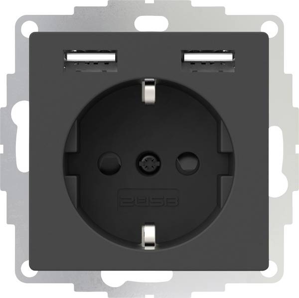 2USB 2U-449351 Unterputz-Steckdose VDE, mit USB, erhöhter Berührungsschutz IP20 Anthrazit