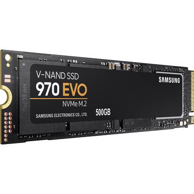 SSD-Speicherkarte 'Samsung 970 EVO' mit 500 GB Kapazität und V-NAND-Technologie.