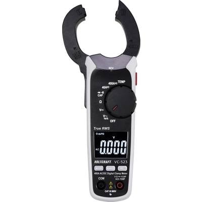 Digitales Zangenmultimeter mit großem Display, misst Strom, Spannung und Temperatur. Eignet sich für AC/DC und True-RMS-Messungen.